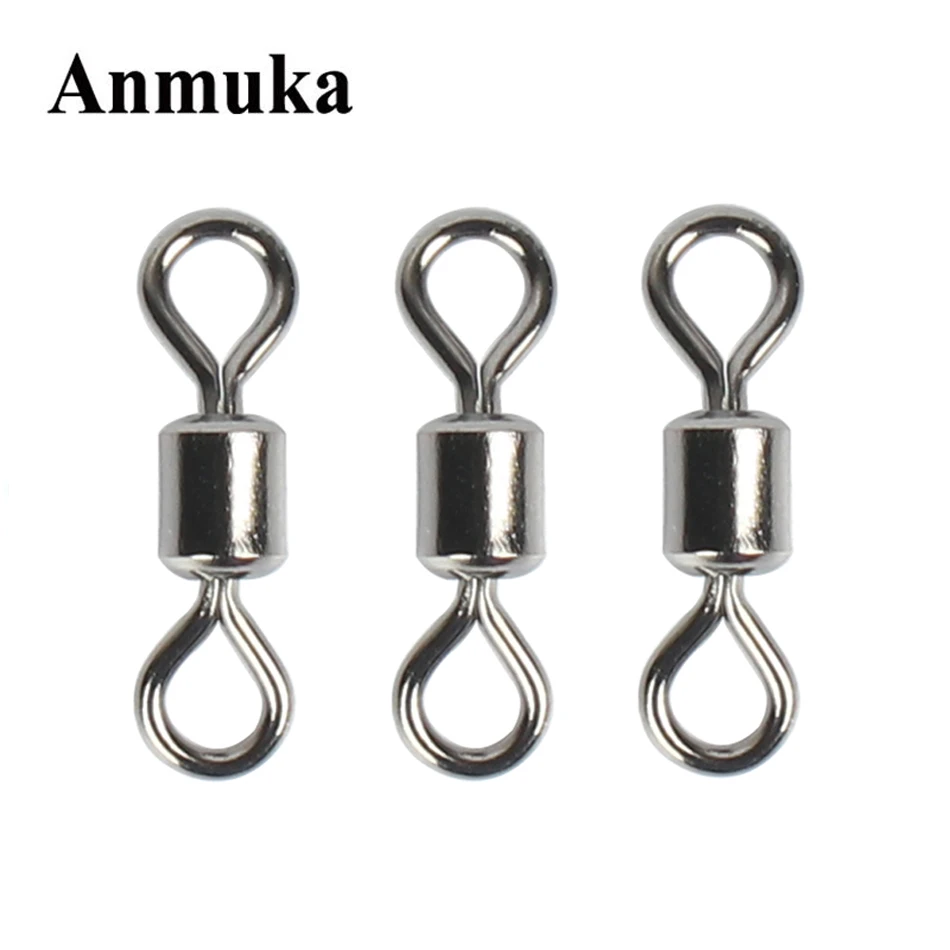 Anmuka 50pcs/lot Fishing Swivels Ball Bearing Swivel Safety Snap Solid Rings Rolling For Carp Accessories 41054 | Спорт и