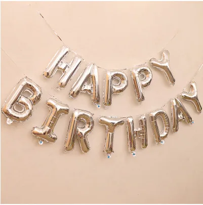 Шар с днем рождения Воздушные буквы Алфавит розовое золото фольга воздущные шары Детские игрушки Свадьба День Рождения вечерние гелиевые шары - Цвет: silver