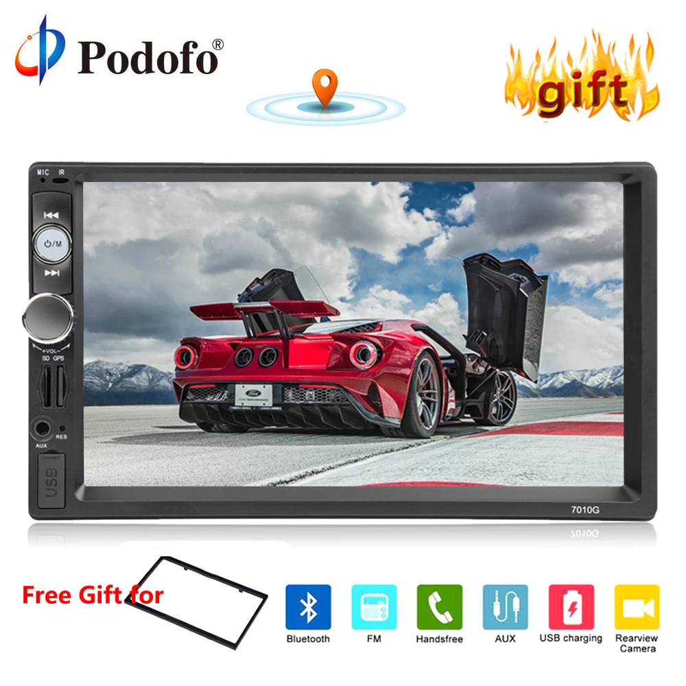 Podofo Autoradio GPS Navigation 2 din Car Multimedia Player Car Radio Car Stereo 7 HD Video