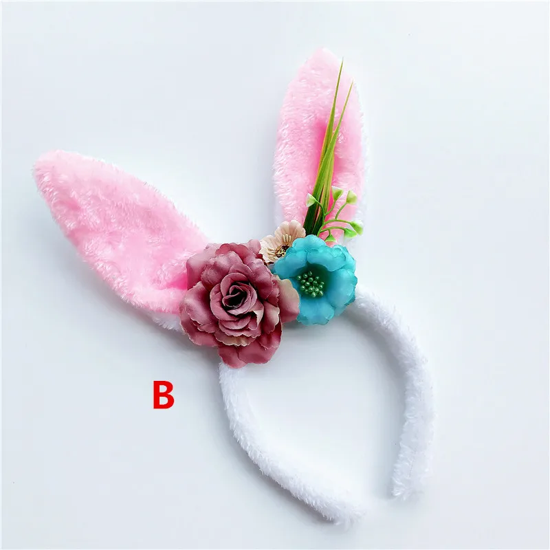 Дети Hairband кролик уха лента для волос для Платье на день рождения с цветочным принтом повязка для волос Интимные аксессуары для фотосессий