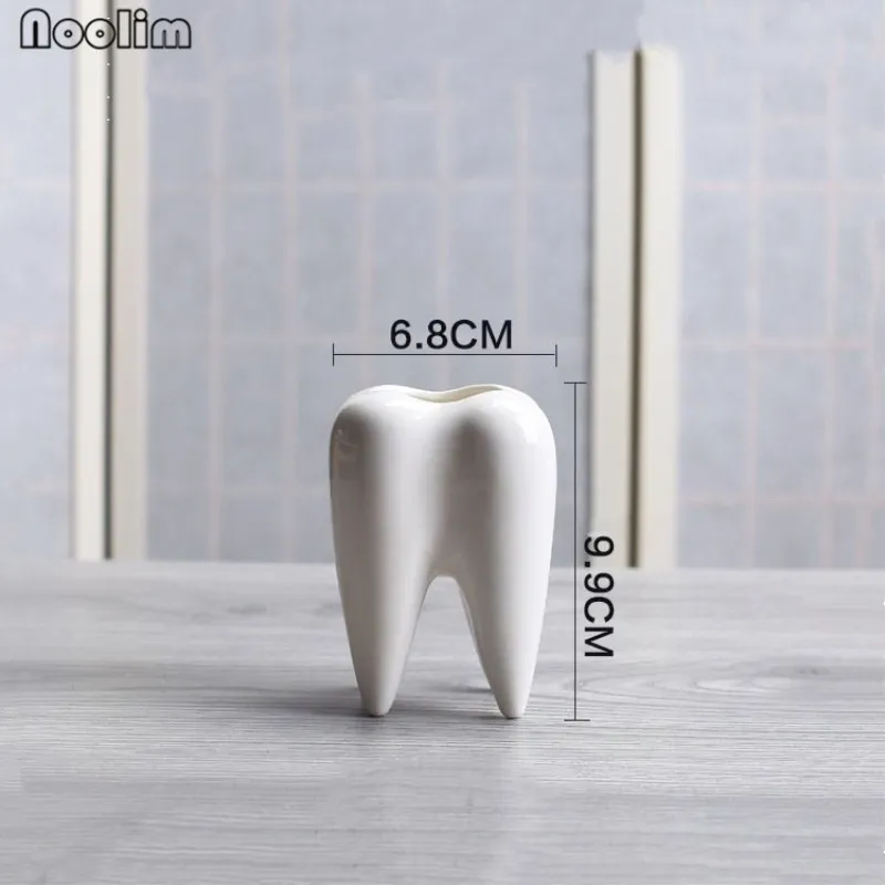NOOLIM I pc форма зуба белый керамический цветочный горшок современный дизайн плантатор зубы модель мини настольный горшок креативный подарок домашний декор