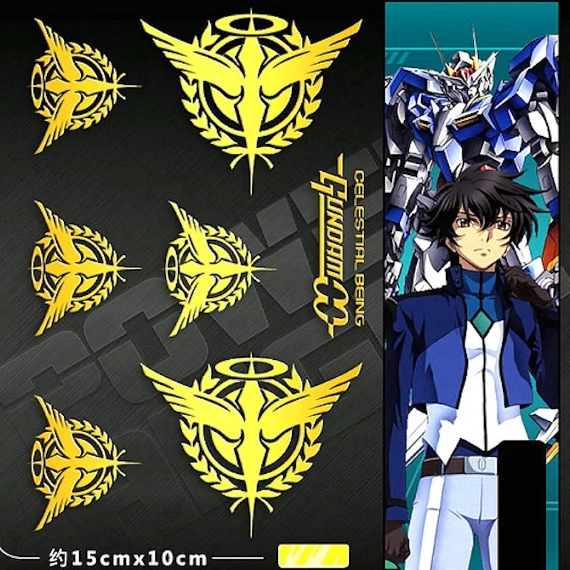  1 Sheet Waterproof AC GUNDAM Anime Adhesive Metal Decal Sticker For Phone Laptop Car Kids 3D DIY De