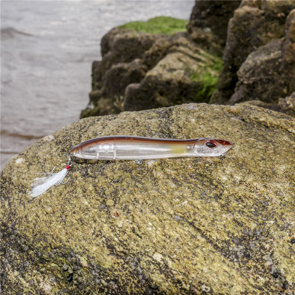 Le-Fish голова змеи 140 мм/25 г рыболовные приманки плавающий кренкбейт морской бас Щука приманка-Карандаш Поппер с перьями крючки