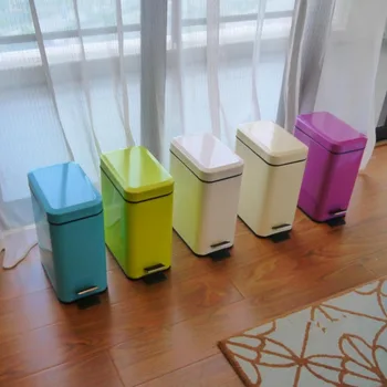 

Free shipping Rectangular trash can bathroom creative fashion stainless steel pedal household kitchen living room bedroom Hotel