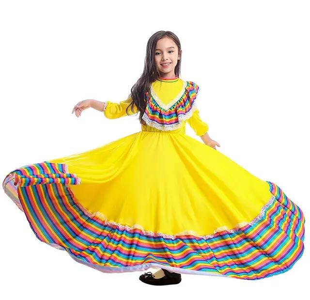 Robe mexicaine pour petites filles jupe de danse flamenco du Mexique costume d Halloween pour enfants fete d anniversaire haute qualite AliExpress