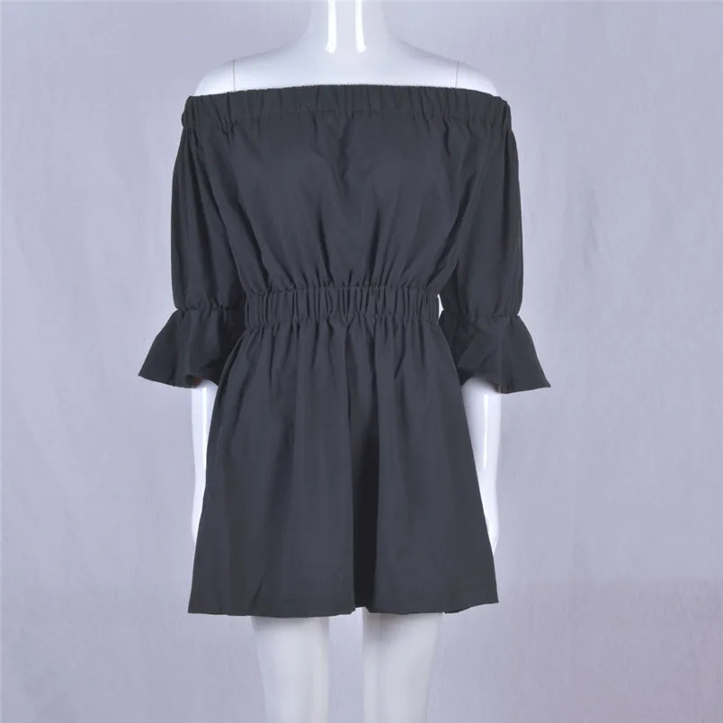summer beach dress off the shoulder and mini three solid color daily casual dress beach summer for famele dropshipping 40AT216