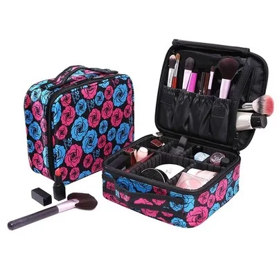 Женская Профессиональная портативная маленькая косметичка для путешествий, органайзер, сумка для хранения косметики, чемодан, чехлы для маникюра; bolsos maquillaje - Цвет: Black Rose A