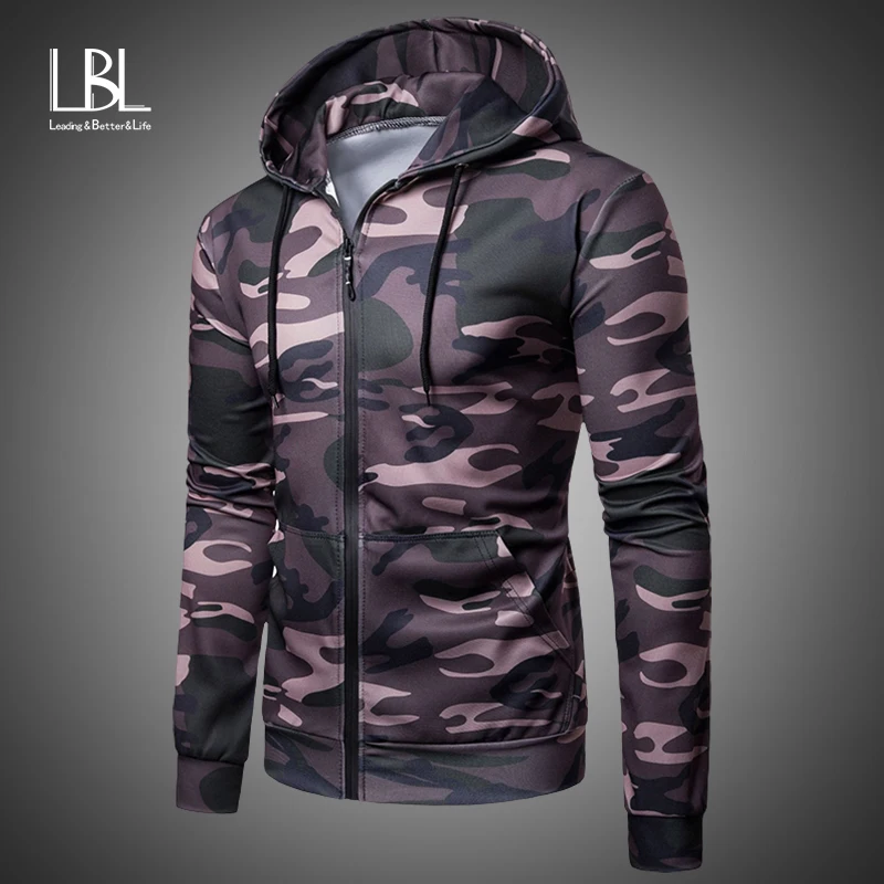 

Men's Casual Hoodies Sweatshirts Autumn Male Zipper Coat Camouflage Hooded Sweatshirt Tops sudaderas para hombre Male Jackets