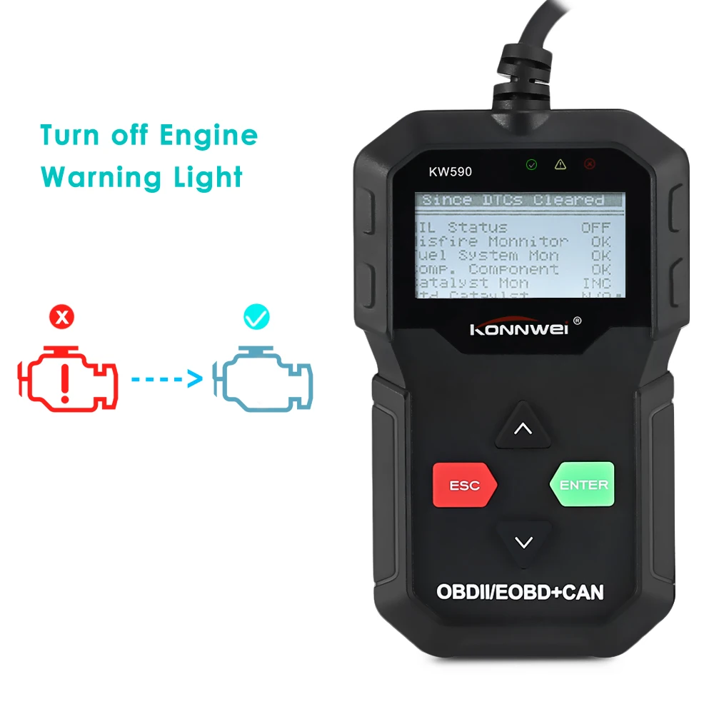 Оригинальный KONNWEI KW590 OBD2 сканер для Универсальный Автомобильный 12В мульти языков