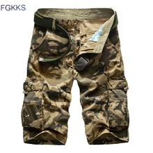 Мужские шорты в военном стиле FGKKS, камуфляжные карго-шорты без ремня, короткие повседневные бриджи для лета