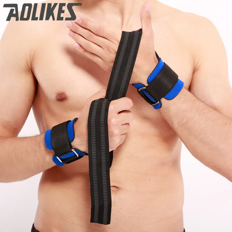 

AOLIKES 1 Pair Gym Sport Wristband Fitness Dumbbells Training Wrist Support Straps Wraps With Hand Power Bands weight lifting