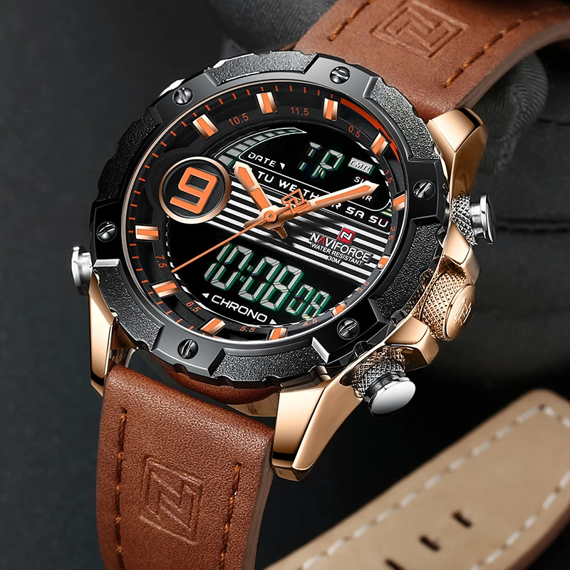Топ люксовый бренд NAVIFORCE мужские спортивные часы кварцевые цифровые модные