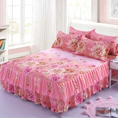 Домашний текстиль, простыня с цветочным рисунком, изящное покрывало, кружевное постельное белье для спальни, наматрасник, юбка cubrecama, 3 шт