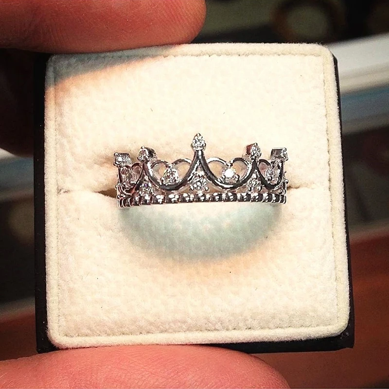 Ailend silver ring ladies personality design crystal crown ring jewelry 2019 new party gifts