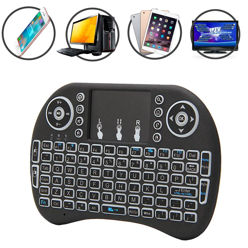 Мини 2 4G 3 цвета с подсветкой беспроводная сенсорная клавиатура Air Mouse для ПК Pad Android
