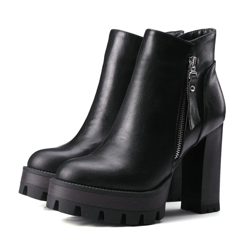 NESIMOO размеры 34–42 Серый Женская обувь из полиуретановой кожи в западном стиле с круглым носком ботильоны на высоком квадратном каблуке женские мотоциклетные ботинки