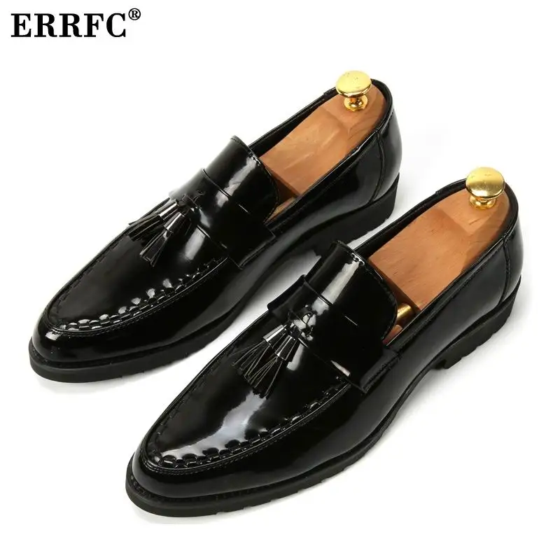 ERRFC Europe Fashion Men Black Color PU Leather Shoes Trending Pointed ...