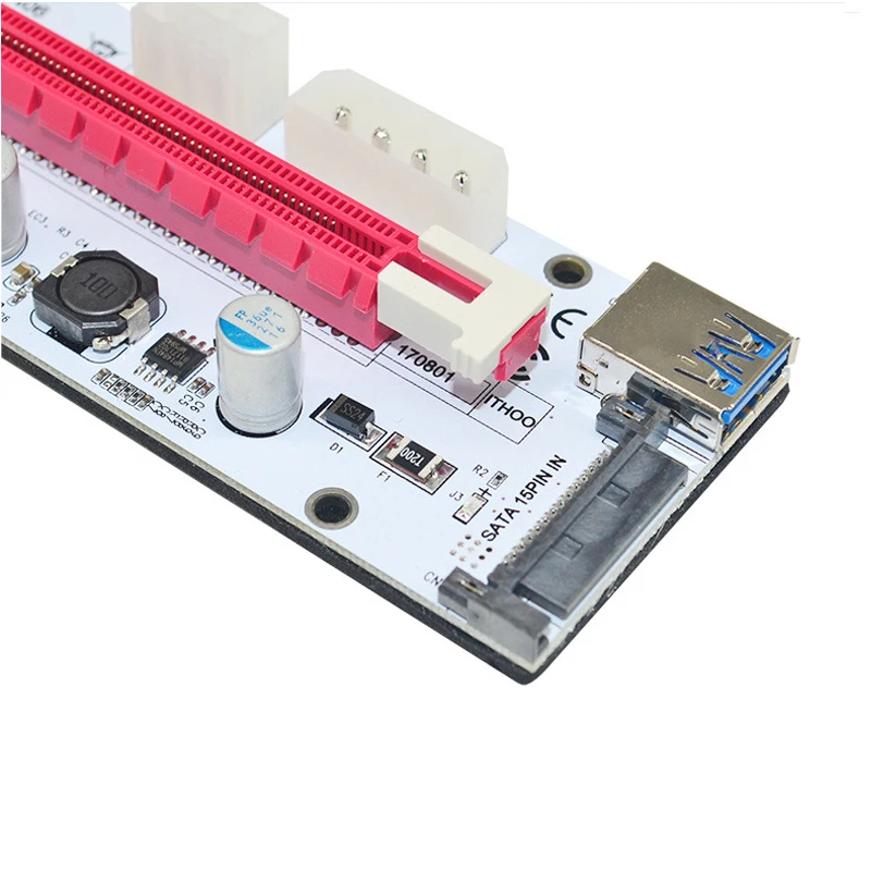 PCI Express PCI-e 1X to 16X Mining Riser Card Cable USB 3.0 Bitcoin Miner Machine X16 to PCI e Adapter Power by SATA 4pin 6pin