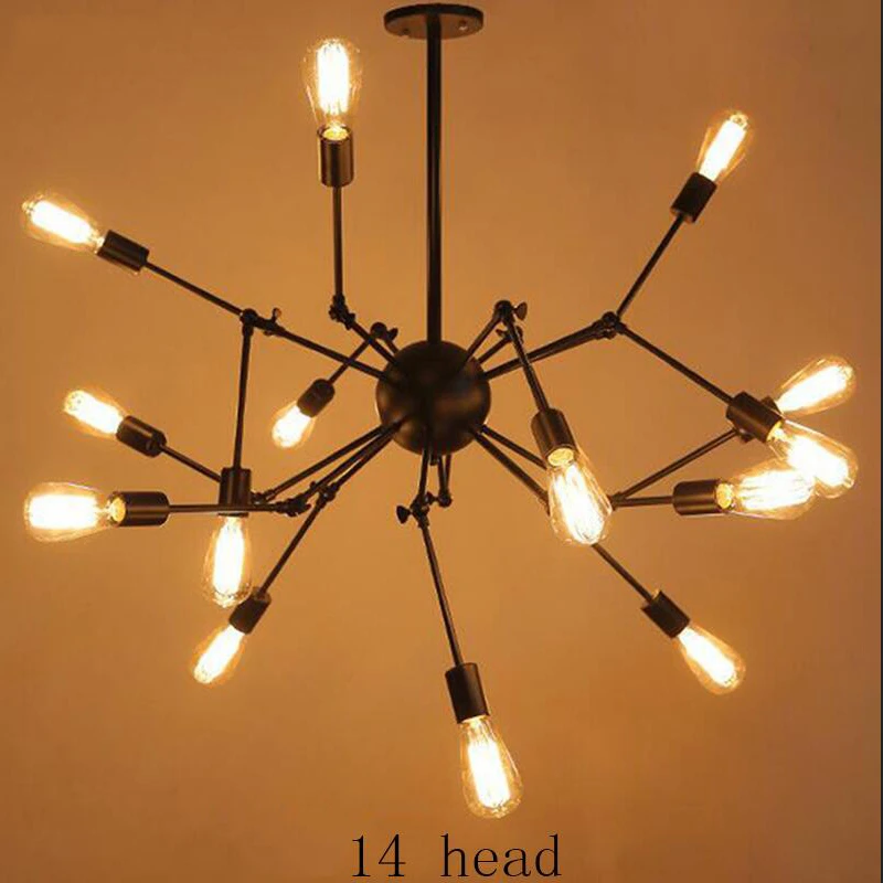 

Creative Wrought Iron Spider Chandelier Retro Living Room Lighting Restaurant Industry Light E27 Lamp 8/12/14/16heads