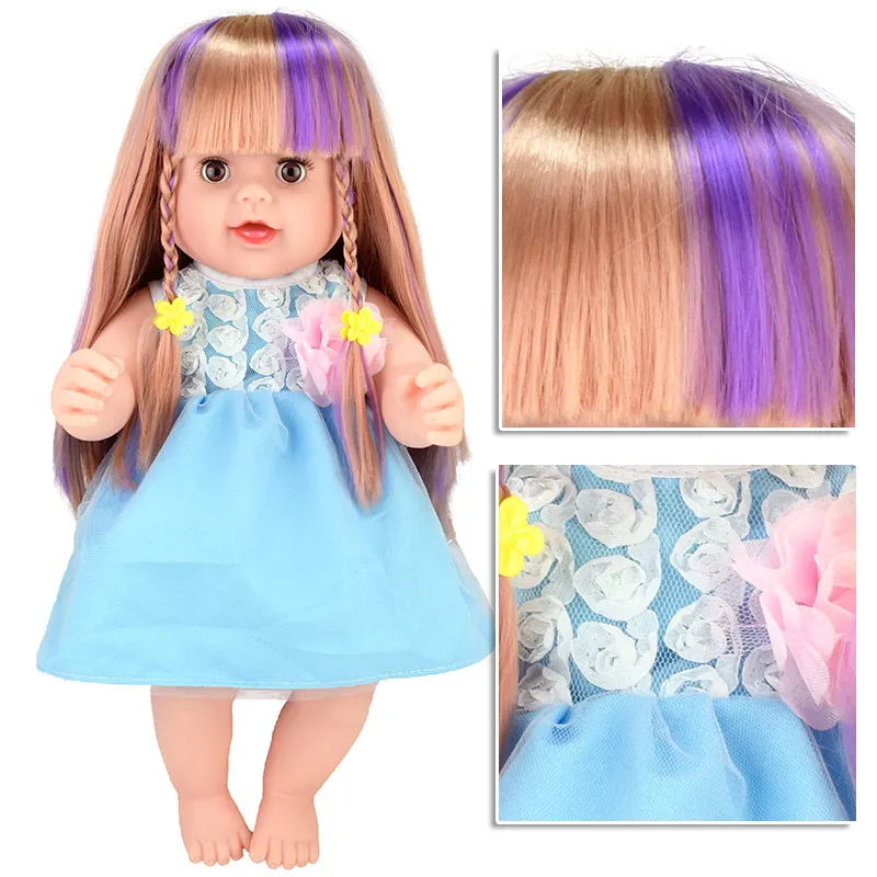 

blink eyes ! hair dye real reborn doll blink 43cm newborn silicone vinly doll baby dolls dress toys lifelike gifts children