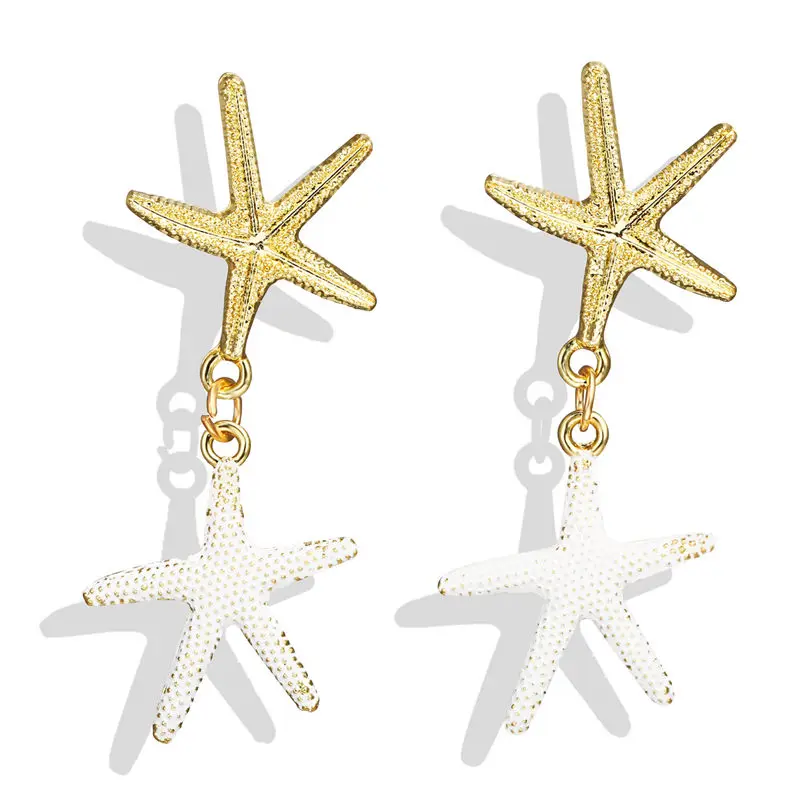 

Fashion Starfish Sea Shell Dangle Earrings For Women Girl Gold Geometric Earring Beach Jewelry Wedding Bride Party Gift