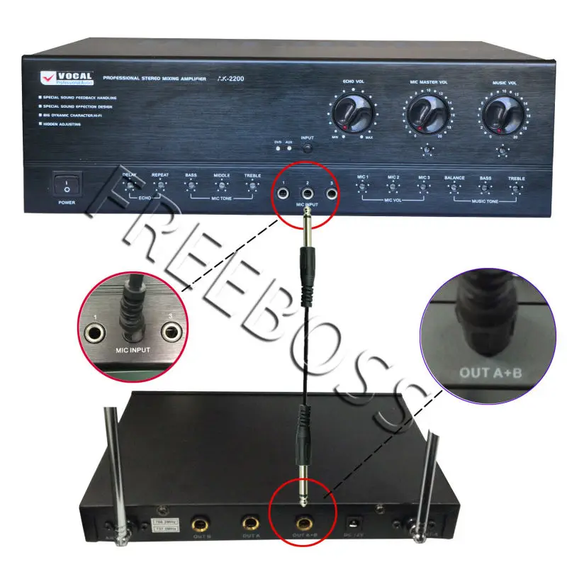 Freeboss M-2280, расстояние 50 м, 2 канала, гарнитура, микрофон, система караоке, вечерние, церковные, UHF, беспроводные микрофоны