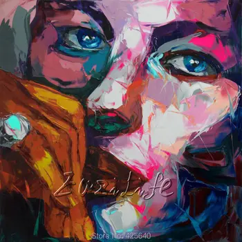 

Palette knife painting portrait Palette knife Face Oil painting Impasto figure on canvas Hand painted Francoise Nielly 14-43