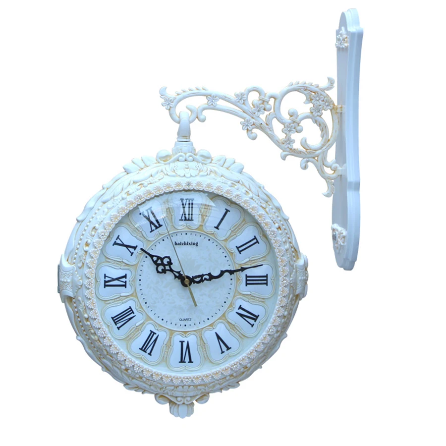 

Modern Nordic Design Clocks Wall Watches Double Sided Mechanism Decorations Living Room Wall Clocks Vintage Home Decor Kitchen