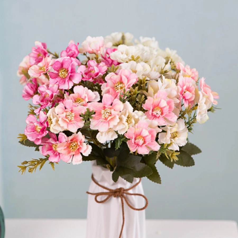 7 Branches Autumn Cute Silk Small Daisy Artificial Flowers For Wedding Diy Decoration Retro Craft Fake Flowers Home Table Decor Artificial Dried Flowers Aliexpress