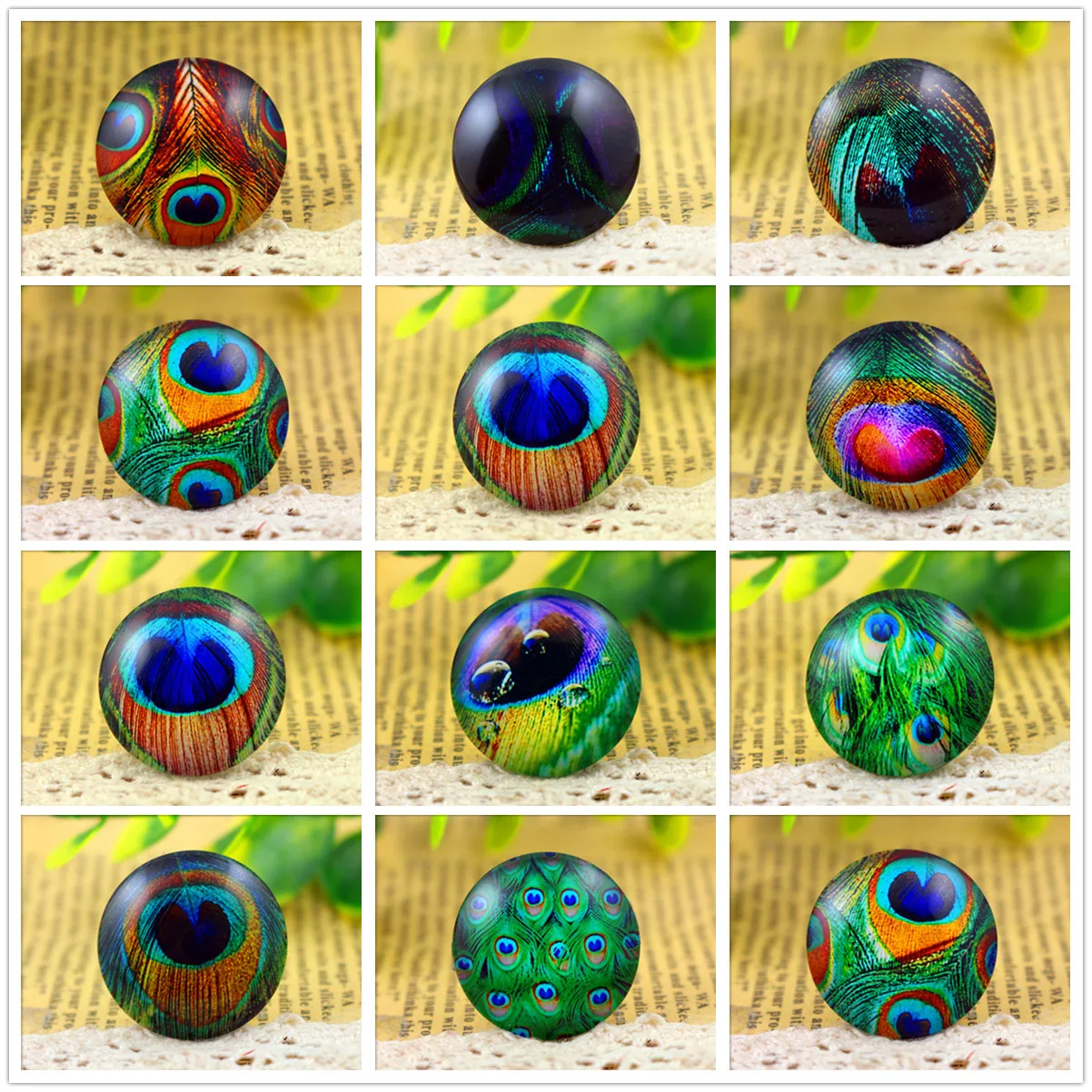 

Hot Sale 5pcs/Lot 25mm Handmade Photo Glass Cabochons (Green series)