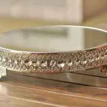 Высокое качество диаметр 31 см/12 дюймов круглой формы Серебряный металл прозрачный акриловый кристалл Strand зеркальная подставка для тортов на день рождения Свадебные украшения