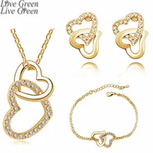 3 в наборе женские брендовые Свадебные из австрийского хрусталя Стразы сердце кулон ожерелье браслет серьги Модные Ювелирные наборы 80017