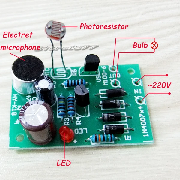Миниатюрный звуковой световой переключатель управляющий комплект электронный