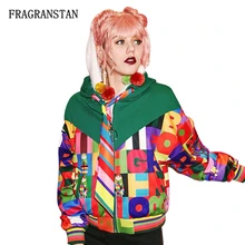 Женская весенне-осенняя Новая повседневная куртка с капюшоном женская модная с буквенным принтом Высококачественная Женская свободная куртка Верхняя одежда с длинными рукавами Q504