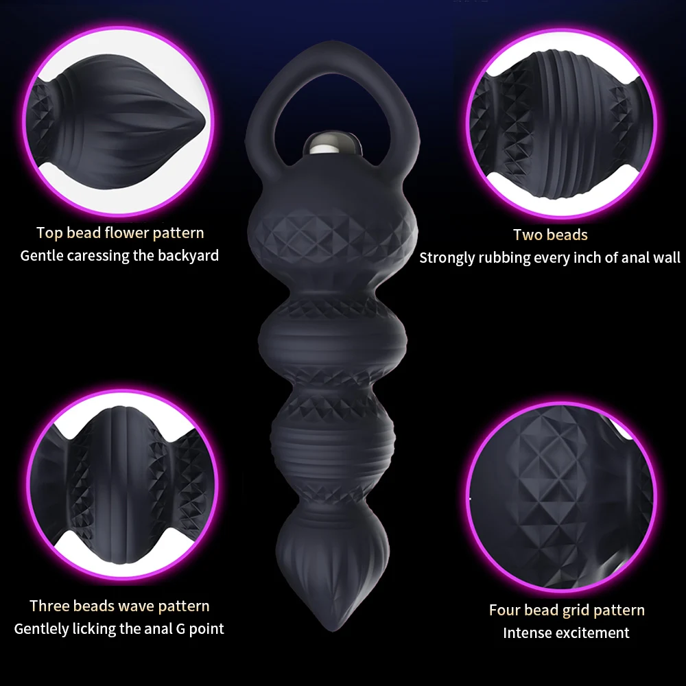 Anal Vibration Powerful Anal Beads Adult Sex Toy Anal Vibrator Rechargeable Prostate Massager Erotic Vibrator Sex Toy for Men (18)
