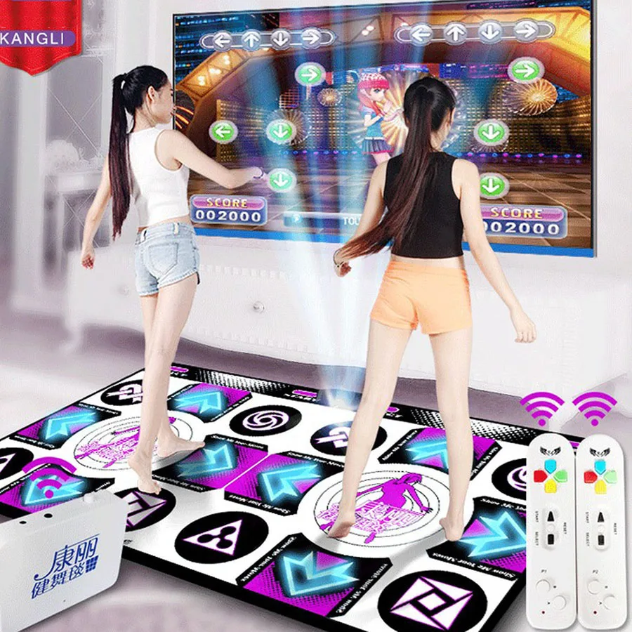 

KL English Menu Dance Pads Mats For TV PC Computer Flash Light Guide Double Dance Mat Wireless Controll Games Yoga Mats Fitness