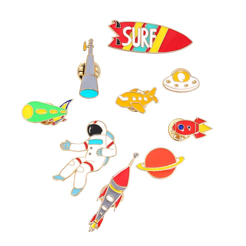 

Pins and brooches plane UFO spaceship rockets enamel pin Badges jewelry Gift for lover brooch accessories wholesale