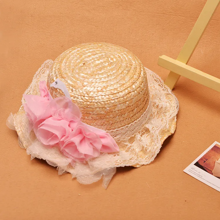 10 шт. /-xiaop182-01 летом выросли дети девушка цветок кружева соломенная шляпа от солнца детская для пляжного отдыха cap
