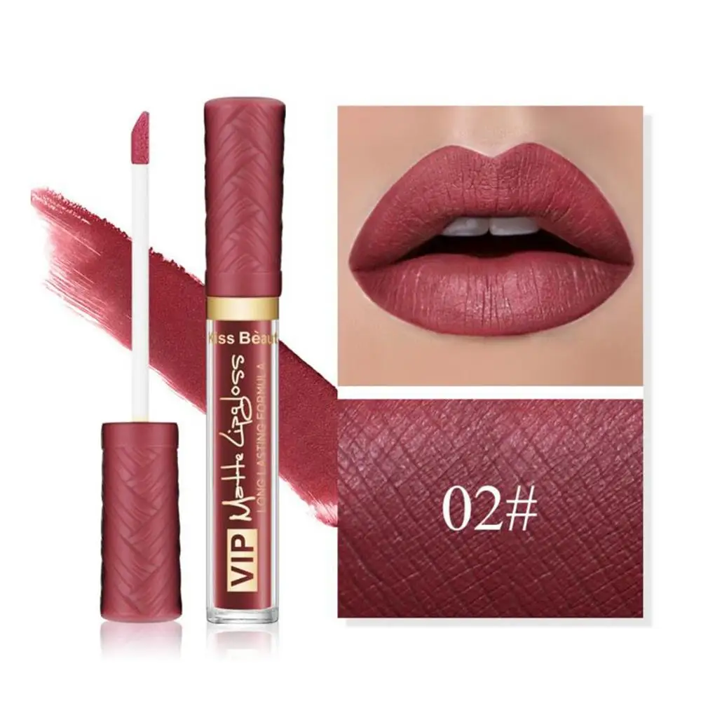 1Set Sexy Red Lip Velvet Waterproof Matte Long Lasting Lip Gloss Nude Lipgloss Make Up Liquid Lipsticks - Цвет: 2
