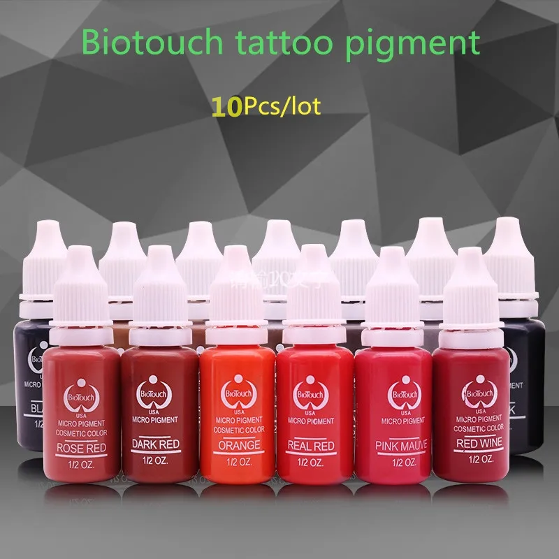 Цена 10 Цвета татуировки макияж постоянный тату набор чернил 15 мл одна бутылка BioTouch пигмент для бровей, вышивка татуировки макияж Пигмент