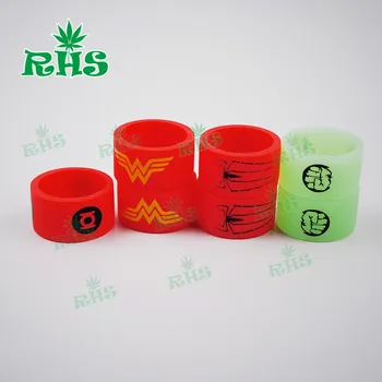 

100pcs Hulk/Wonder Woman/Green Lantern Non-Slip Silicone Ring Vapor Silicone Band Vape Ring Free Shipping