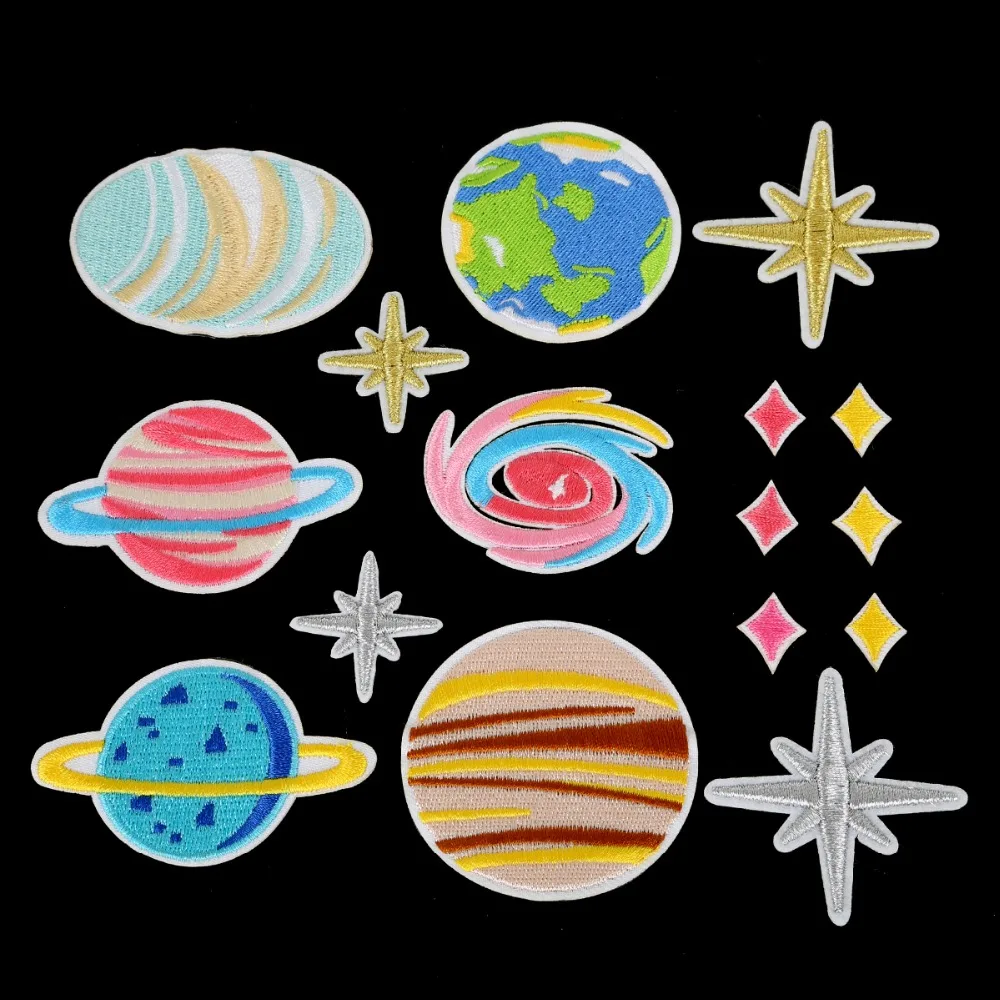 

NEW 16pcs Patches Embroidered Patches Planet Appliques Badges Sticker for DIY Sewing Clothing Accessories