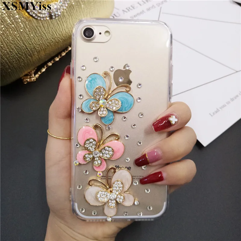 XSMYiss Butterfly Diamond Flower Rhinestone Case Cover For Samsung S6 S7 S8 S9 S10 S11 PLUS Lite Note 5 8 9 10 Plus Phone |