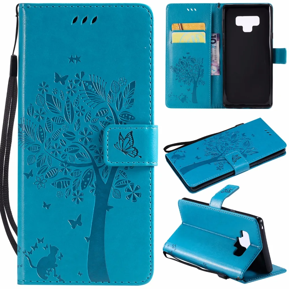 

LANCASE For Samsung Galaxy Note 9 Case Flip Cute Tree Cat Butterfly Cartoon PU Leather Cover For Samsung Note 9 Case Wallet Card