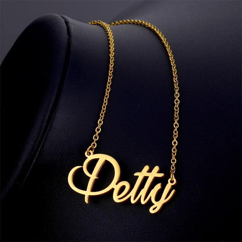 

3 Colors Personalized Custom Name Pendants Necklaces For Women Stainless Steel Gold Chain Customized Nameplate Necklace Bijoux