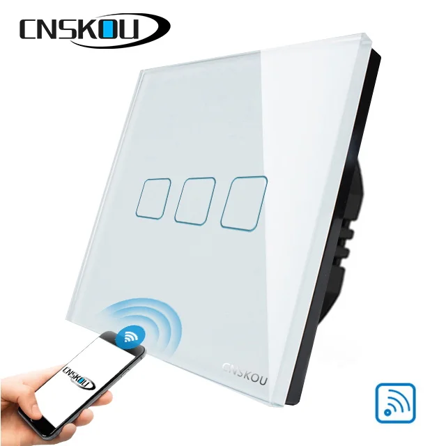 

EU Smart Wifi Wall Touch Light Switch 1 2 3 Gang Touch WiFi 433 RF APP Remote Switch Smart Home Controller Work with Alex CNSKOU