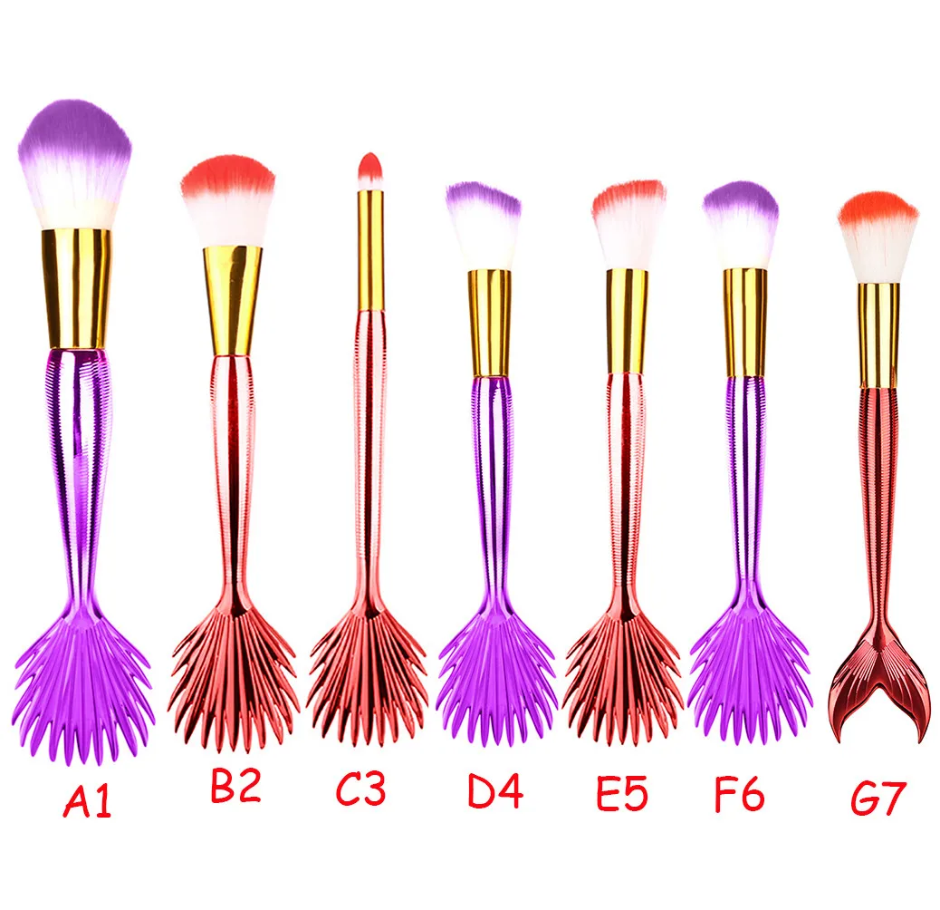 7 шт. основы под макияж бровей подводка для глаз Румяна косметический консилер кисти Кисточки для макияжа Русалка Pincel de maquillaje инструменты 04