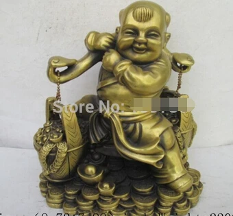 Бесплатная доставка Древняя китайская Бронзовая статуэтка процветающей бизнес