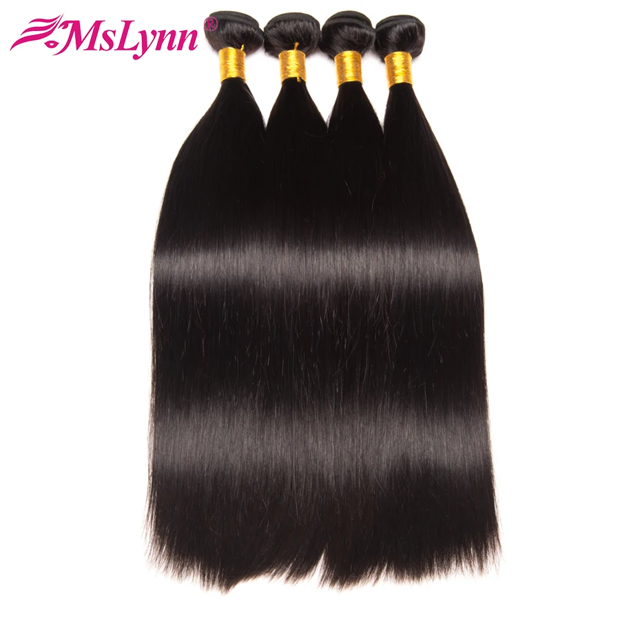 Mslynn Hair Malaysian Straight Hair Bundles Human Hair Bundles Deal Can Buy 1/3/4 Bundles Non Remy Hair Extensions Natural Color