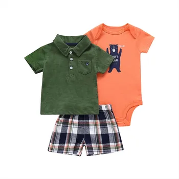 

toddler baby boy summer 3pcs clothes set Toddler Kid Baby Boy Tops T-shirt+Shorts Pants+Bodysuit clothes set